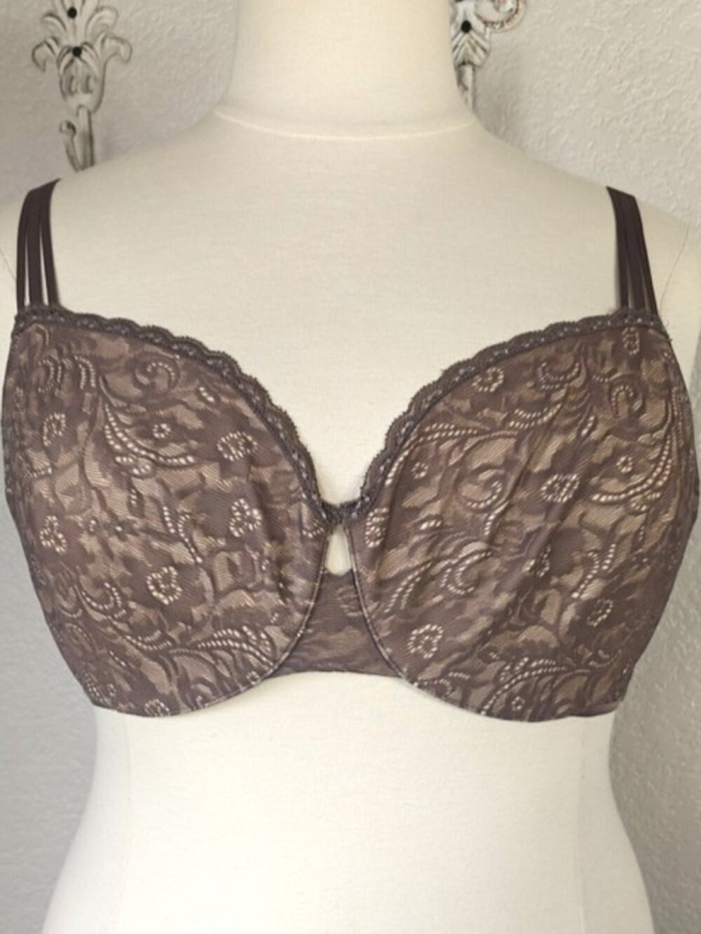 Soma 40DD (E) Bra Enticing Lift Unlined Underwire Taupe Multiway Straps Balconet